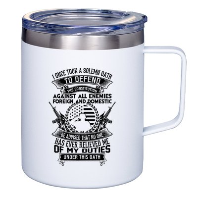 AMERICAN Oath Defend The Constitution Army Veteran 12oz Stainless Steel Coffee Mug