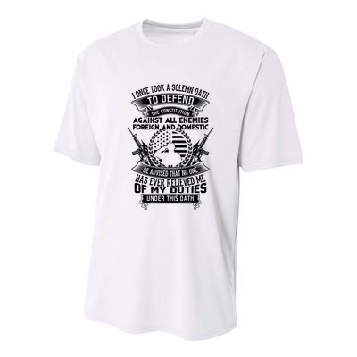 AMERICAN Oath Defend The Constitution Army Veteran Youth Performance Sprint T-Shirt