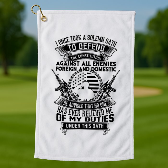 AMERICAN Oath Defend The Constitution Army Veteran Golf Towel