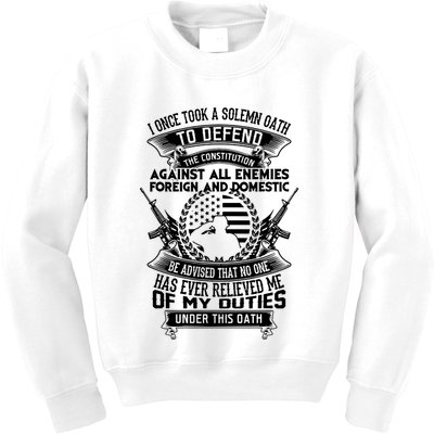 AMERICAN Oath Defend The Constitution Army Veteran Kids Sweatshirt