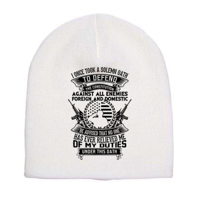 AMERICAN Oath Defend The Constitution Army Veteran Short Acrylic Beanie