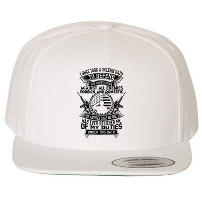 AMERICAN Oath Defend The Constitution Army Veteran Wool Snapback Cap