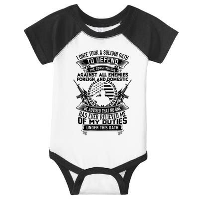 AMERICAN Oath Defend The Constitution Army Veteran Infant Baby Jersey Bodysuit