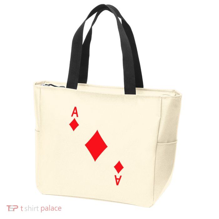 Ace Of Diamonds Playing Card Zip Tote Bag