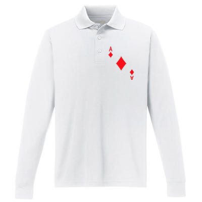 Ace Of Diamonds Playing Card Performance Long Sleeve Polo