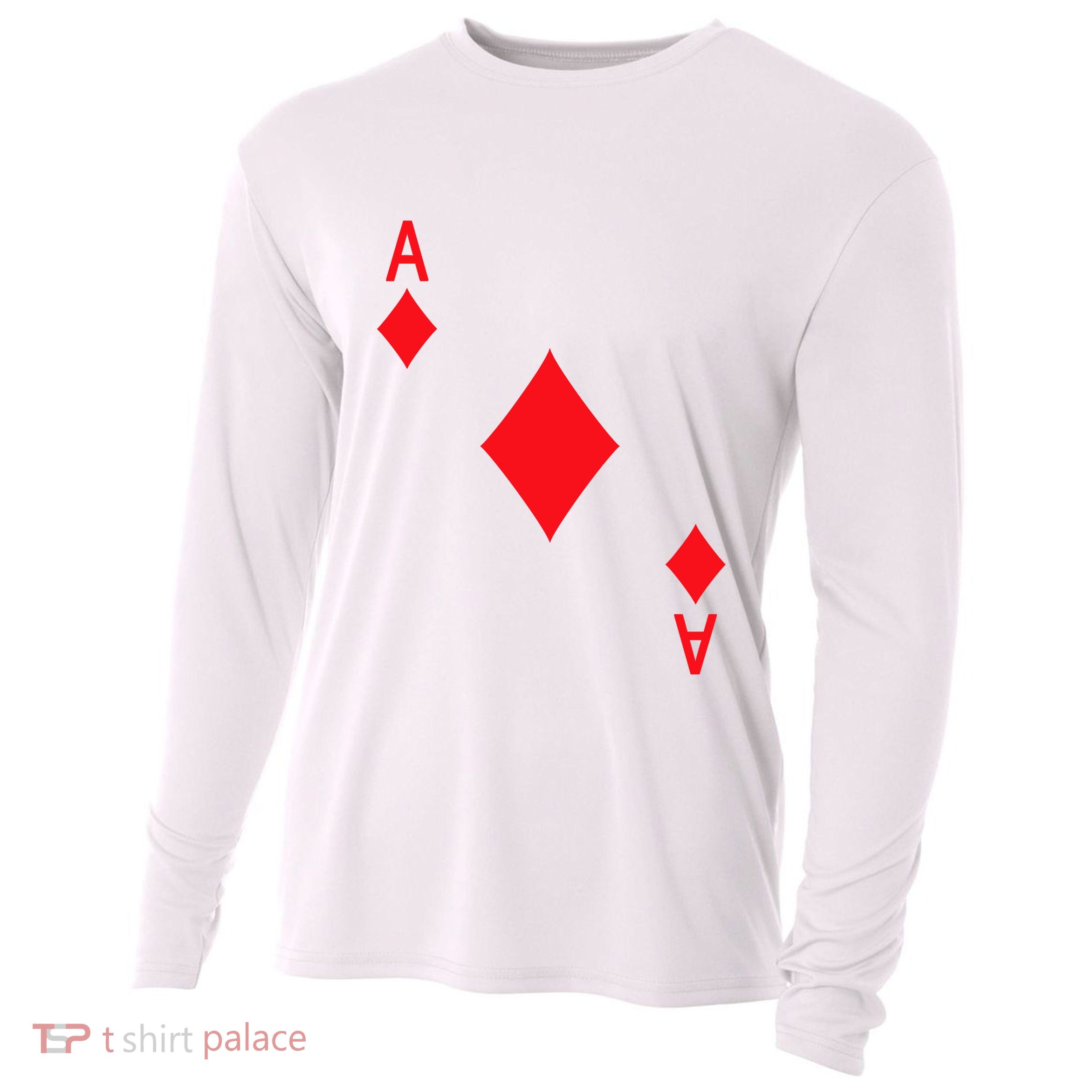 Ace Of Diamonds Playing Card Cooling Performance Long Sleeve Crew