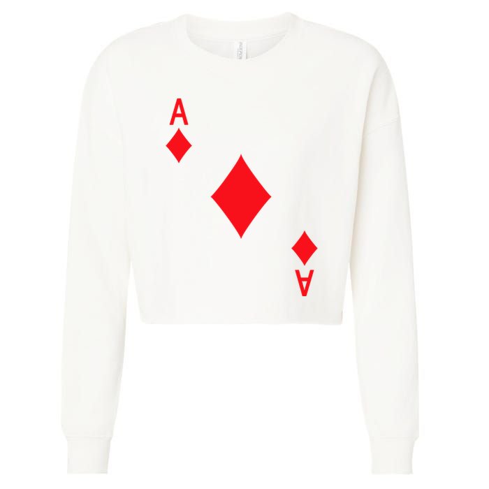 Ace Of Diamonds Playing Card Cropped Pullover Crew