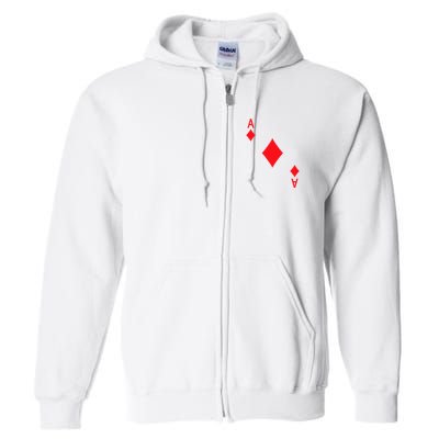 Ace Of Diamonds Playing Card Full Zip Hoodie