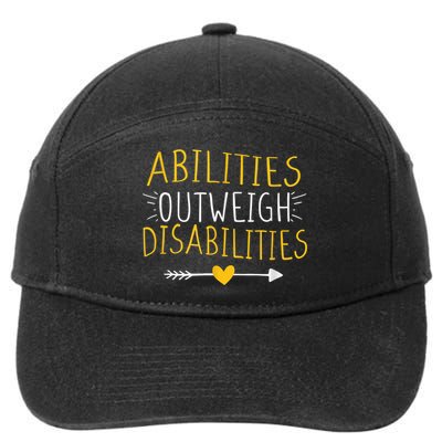 Abilities Outweigh Disabilities Autism Awareness m.e.n Wom.e.n 7-Panel Snapback Hat