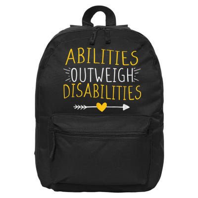 Abilities Outweigh Disabilities Autism Awareness m.e.n Wom.e.n 16 in Basic Backpack