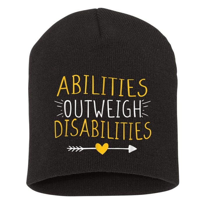 Abilities Outweigh Disabilities Autism Awareness m.e.n Wom.e.n Short Acrylic Beanie