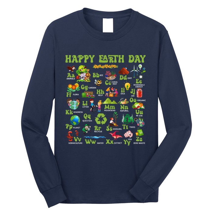 Abcs Of Earth Day Teacher Save Our Planet Nature Environment Long Sleeve Shirt