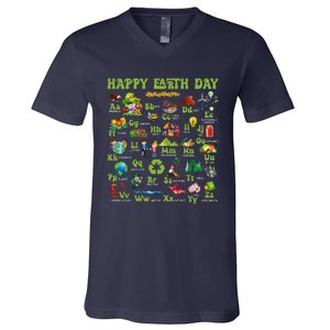 Abcs Of Earth Day Teacher Save Our Planet Nature Environment V-Neck T-Shirt