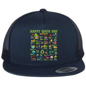 Abcs Of Earth Day Teacher Save Our Planet Nature Environment Flat Bill Trucker Hat