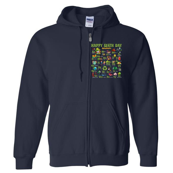 Abcs Of Earth Day Teacher Save Our Planet Nature Environment Full Zip Hoodie