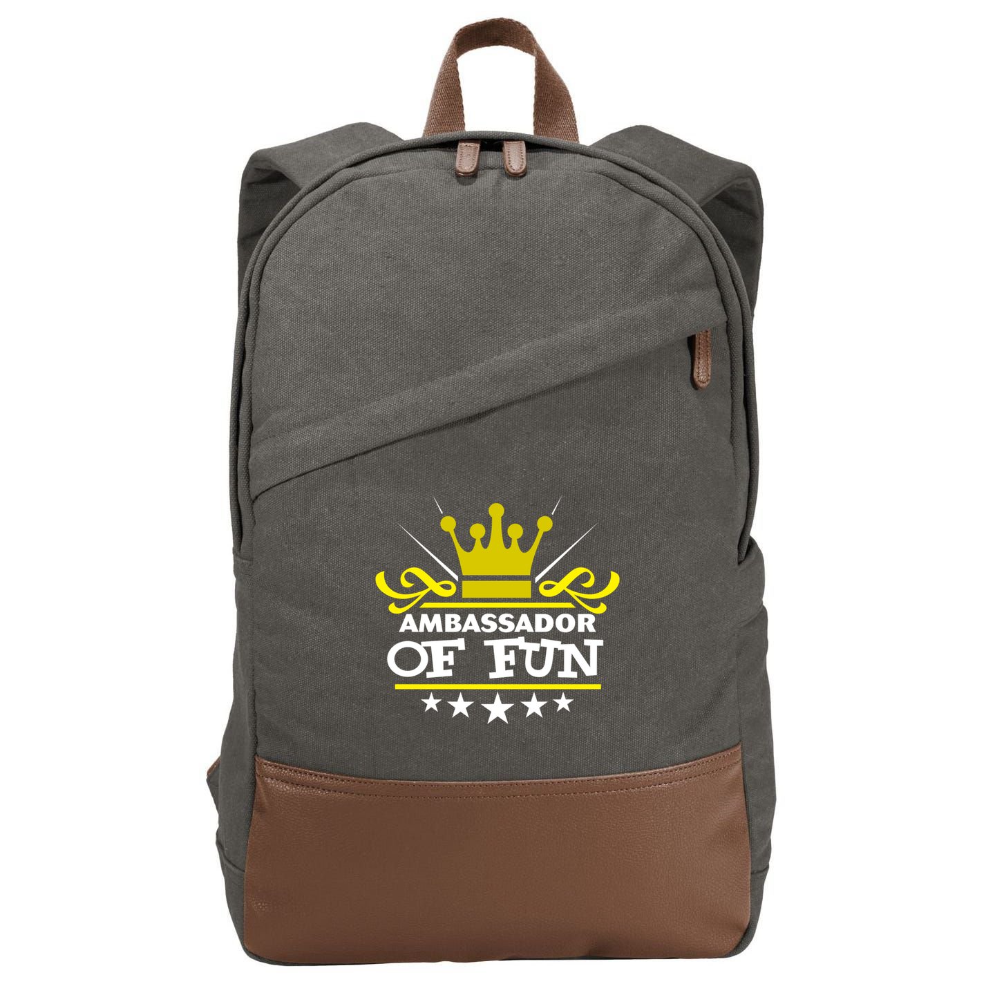 Ambassador Of Fun Funny Saying Costume Party Starter White Funny Gift Cotton Canvas Backpack