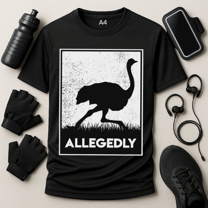 Allegedly Ostrich Funny Flightless Bird Cooling Performance Crew T-Shirt