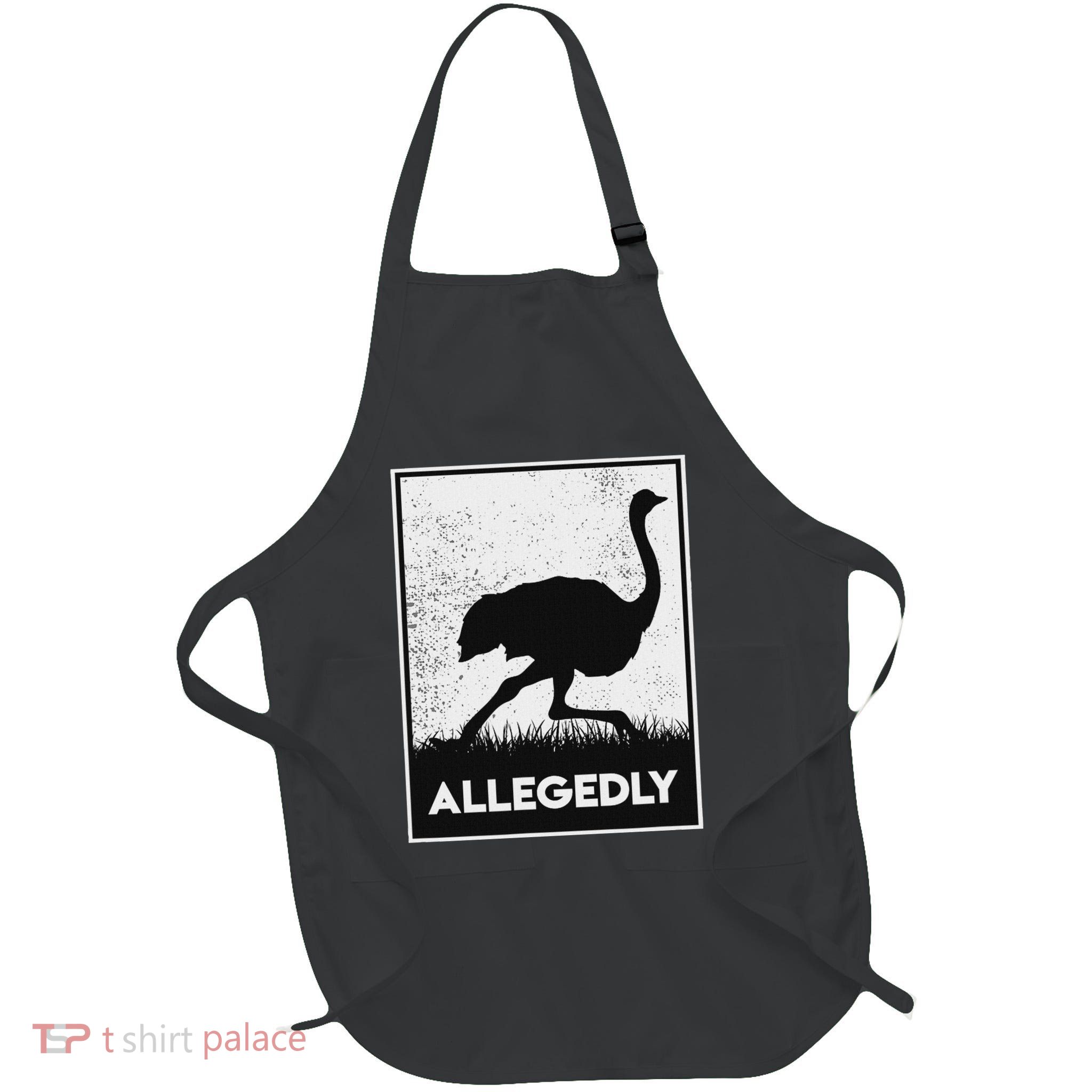 Allegedly Ostrich Funny Flightless Bird Full-Length Apron With Pockets