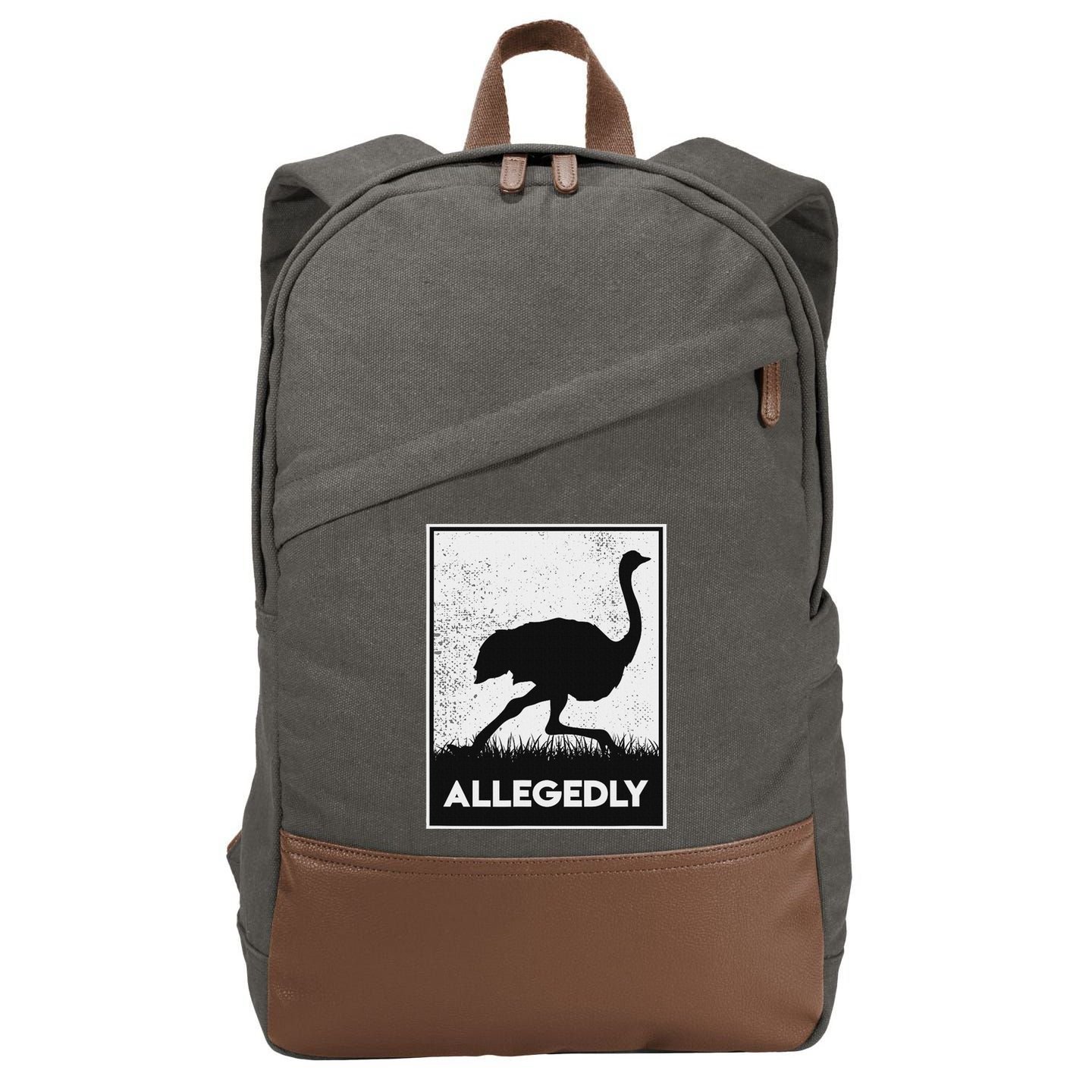 Allegedly Ostrich Funny Flightless Bird Cotton Canvas Backpack