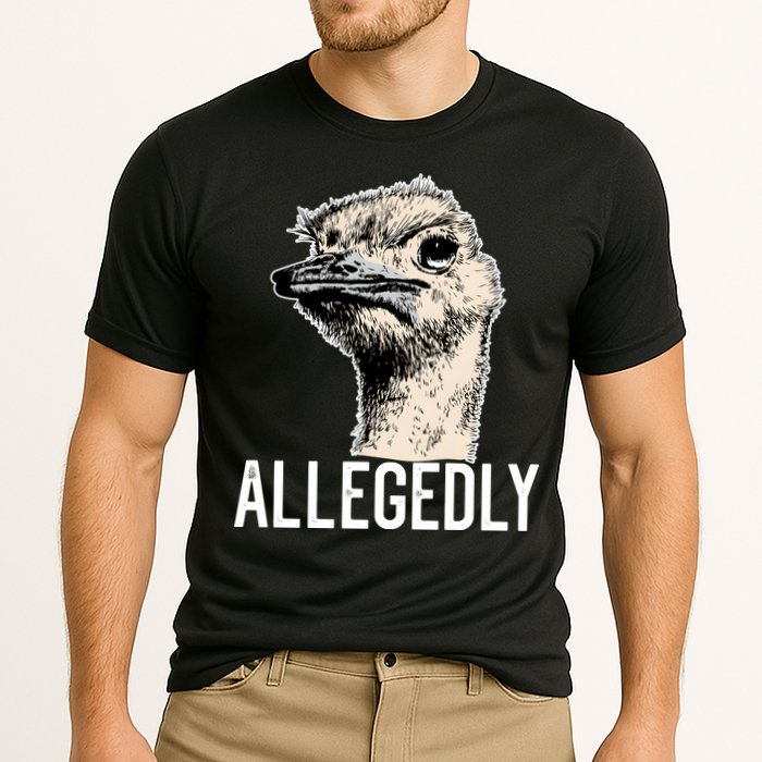 Allegedly Ostrich Funny Flightless Bird Face Design Cooling Performance Crew T-Shirt
