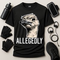 Allegedly Ostrich Funny Flightless Bird Face Design Cooling Performance Crew T-Shirt