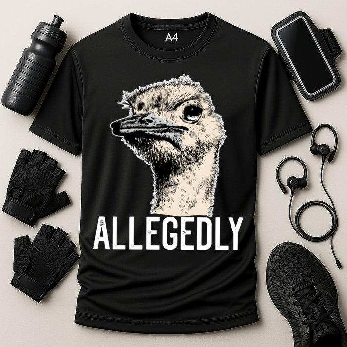 Allegedly Ostrich Funny Flightless Bird Face Design Cooling Performance Crew T-Shirt