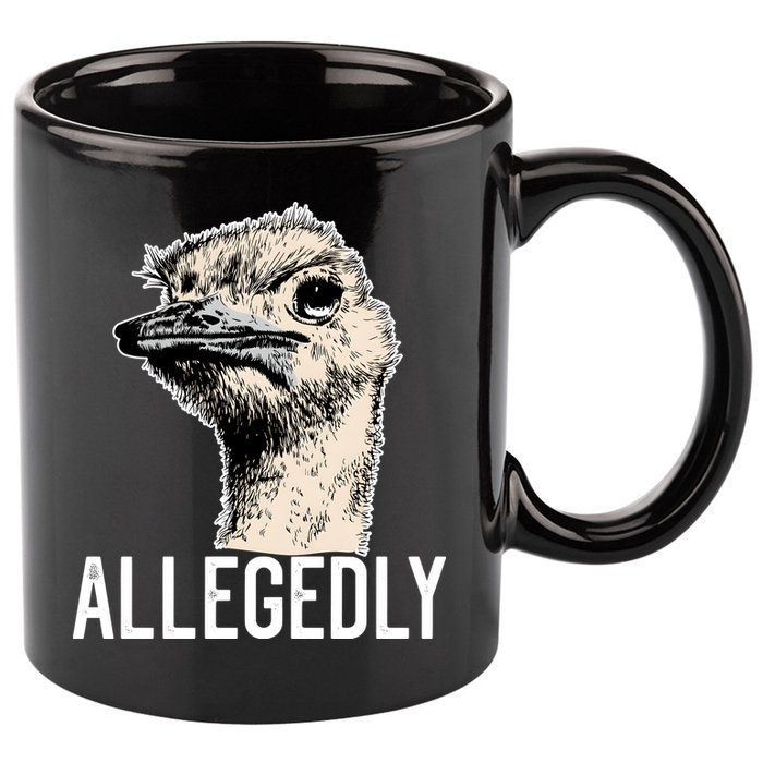 Allegedly Ostrich Funny Flightless Bird Face Design 11oz C Handle Ceramic Mug