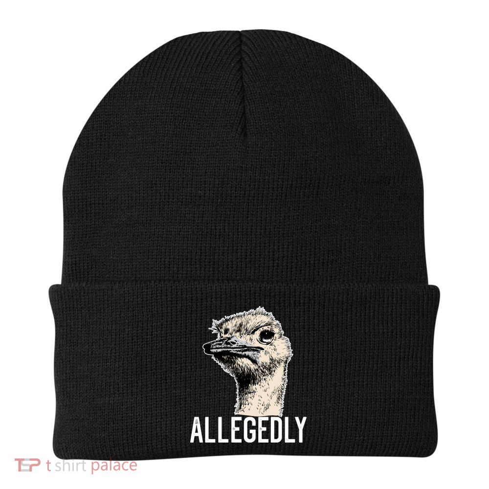 Allegedly Ostrich Funny Flightless Bird Face Design Beanie