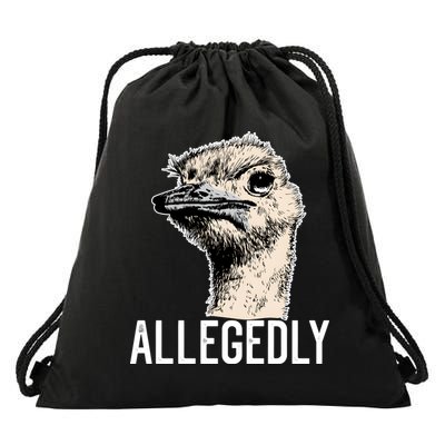 Allegedly Ostrich Funny Flightless Bird Face Design Drawstring Bag
