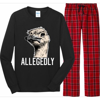 Allegedly Ostrich Funny Flightless Bird Face Design Long Sleeve Pajama Set