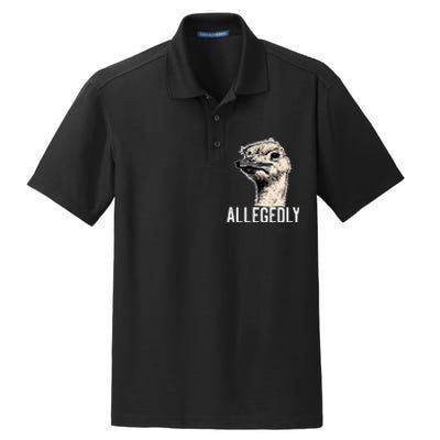 Allegedly Ostrich Funny Flightless Bird Face Design Dry Zone Grid Polo