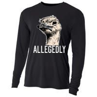 Allegedly Ostrich Funny Flightless Bird Face Design Cooling Performance Long Sleeve Crew