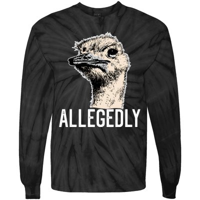 Allegedly Ostrich Funny Flightless Bird Face Design Tie-Dye Long Sleeve Shirt