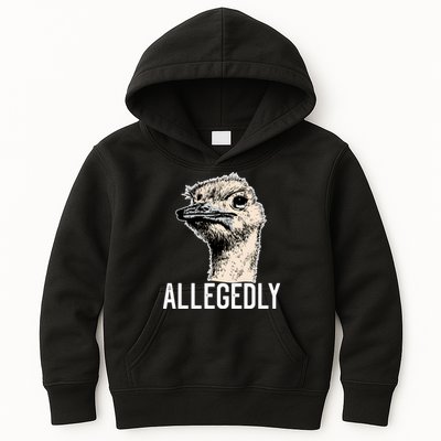 Allegedly Ostrich Funny Flightless Bird Face Design Kids Hoodie