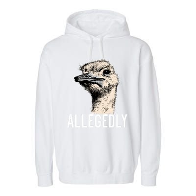 Allegedly Ostrich Funny Flightless Bird Face Design Garment-Dyed Fleece Hoodie