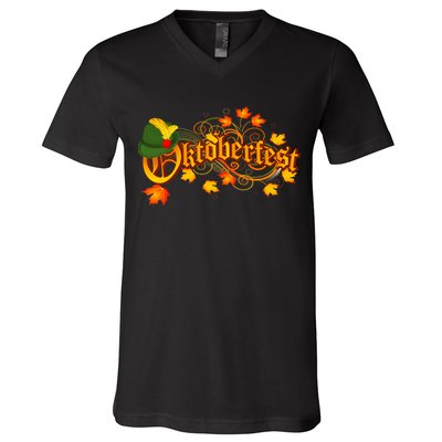 Autumn Oktoberfest Fall Leaves V-Neck T-Shirt