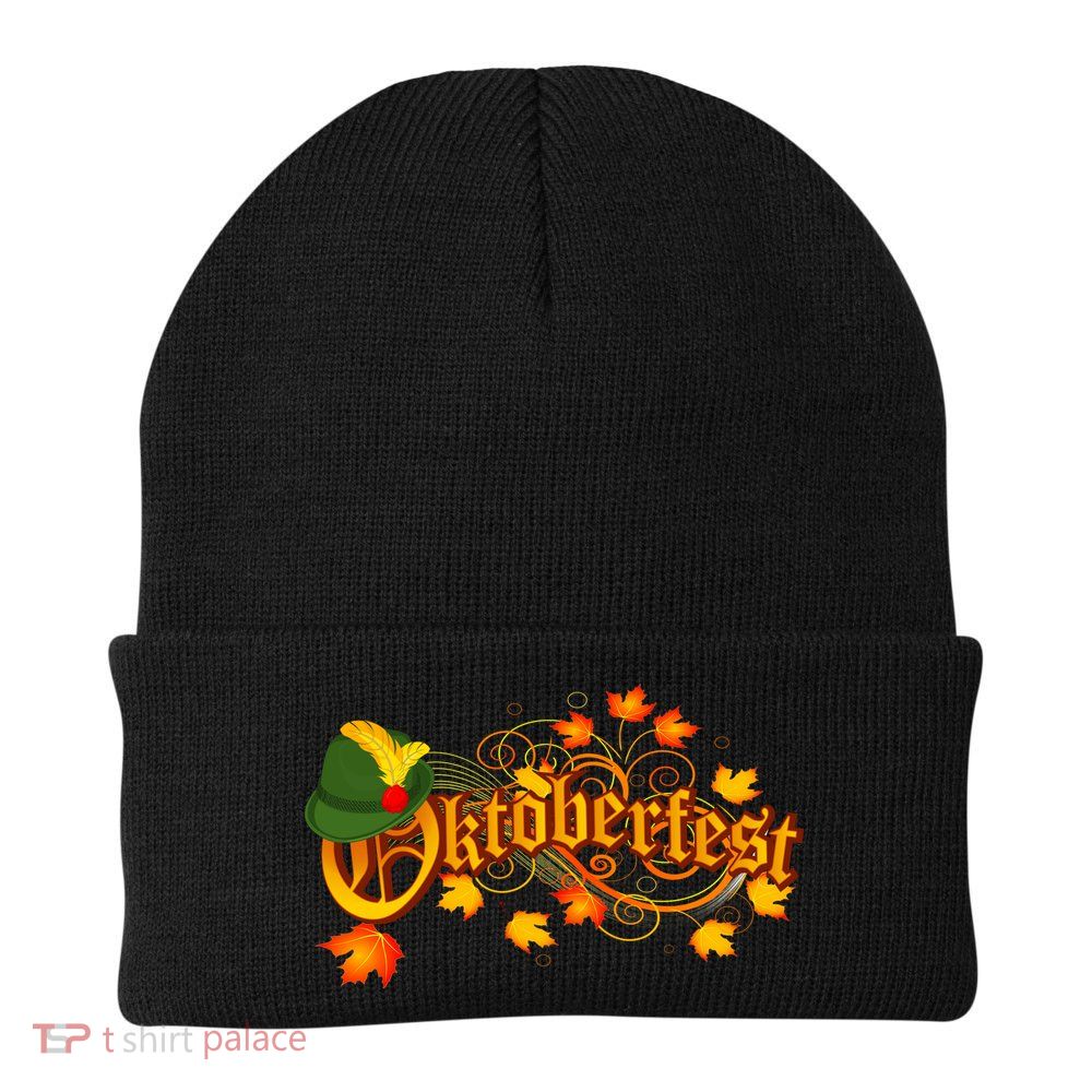 Autumn Oktoberfest Fall Leaves Knit Cap Winter Beanie