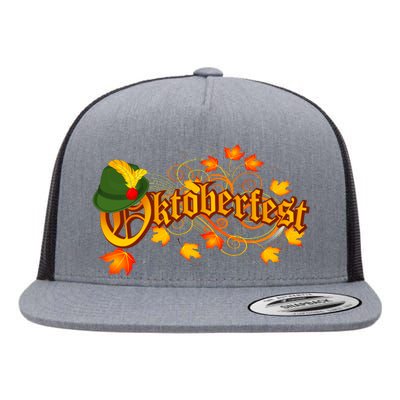 Autumn Oktoberfest Fall Leaves Flat Bill Trucker Hat