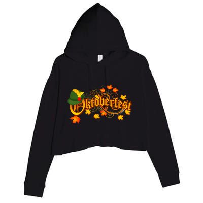 Autumn Oktoberfest Fall Leaves Crop Fleece Hoodie