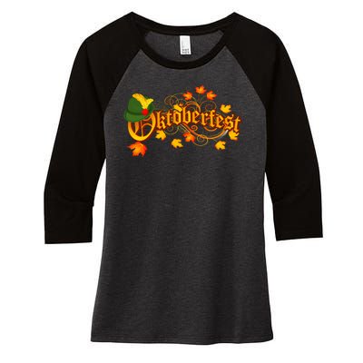 Autumn Oktoberfest Fall Leaves Women's Tri-Blend 3/4-Sleeve Raglan Shirt