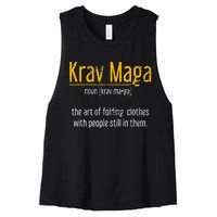 Art Of Folding Clothes With People Still In Them Krav Maga Women's Racerback Cropped Tank