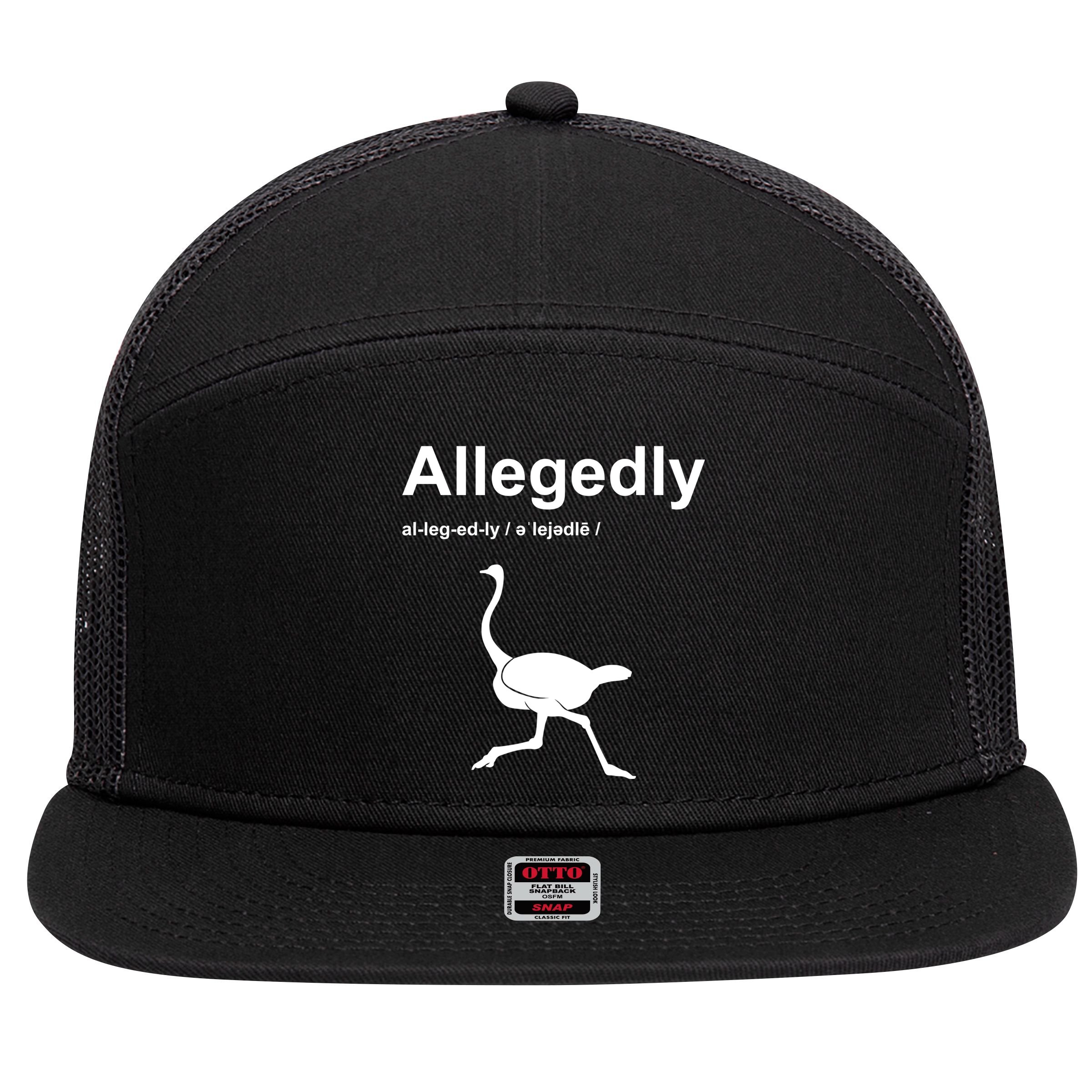 Allegedly Ostrich Funny 7 Panel Mesh Trucker Snapback Hat