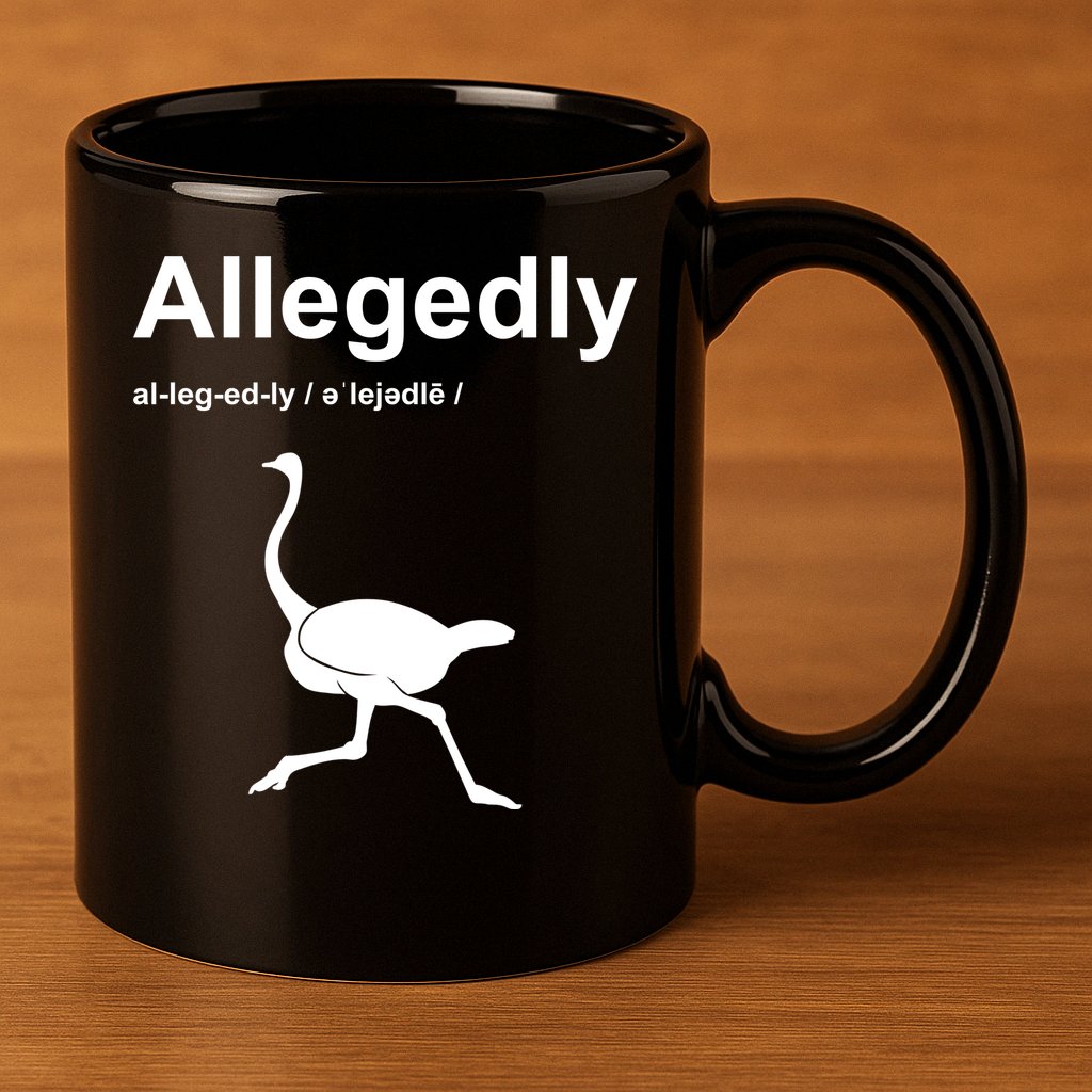 Allegedly Ostrich Funny 11oz C Handle Ceramic Mug