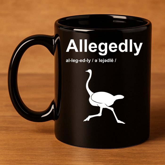 Allegedly Ostrich Funny 11oz C Handle Ceramic Mug