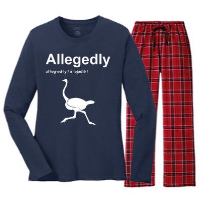 Allegedly Ostrich Funny Women's Long Sleeve Flannel Pajama Set 