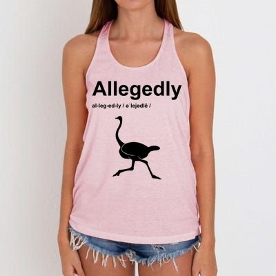 Allegedly Ostrich Funny Women's Knotted Racerback Tank