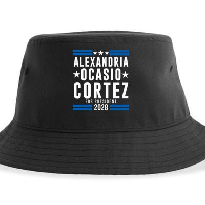 Alexandria Ocasio-Cortez For President 2028 Alexandria Ocasio Cortez 2028 AOC 28 Sustainable Bucket Hat