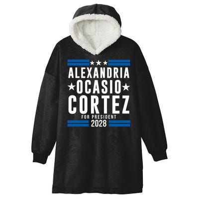Alexandria Ocasio-Cortez For President 2028 Alexandria Ocasio Cortez 2028 AOC 28 Hooded Wearable Blanket