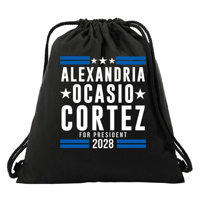 Alexandria Ocasio-Cortez For President 2028 Alexandria Ocasio Cortez 2028 AOC 28 Drawstring Bag