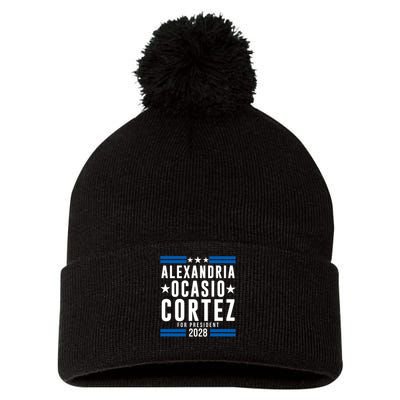 Alexandria Ocasio-Cortez For President 2028 Alexandria Ocasio Cortez 2028 AOC 28 Pom Pom 12in Knit Beanie